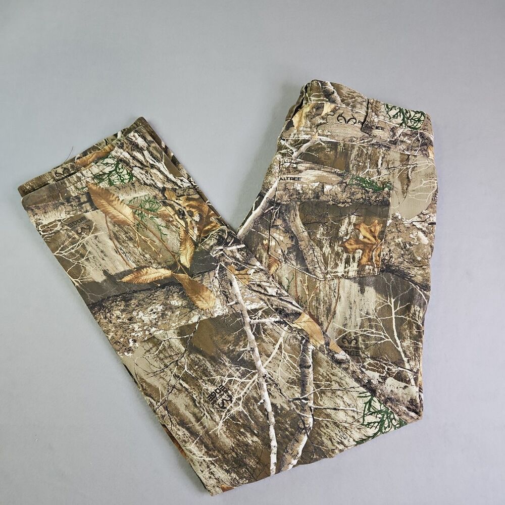 Realtree Edge Camo Cargo Hunting Pants Mens Large 36x34 Cotton Stretch Outdoor